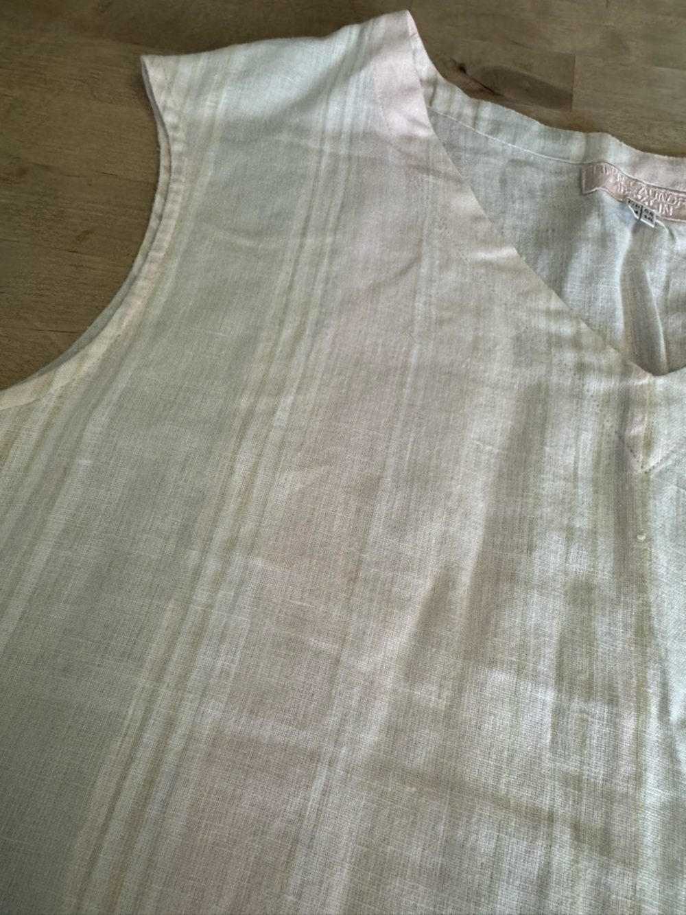 Lin N Laundry linen Women's Light Pink and aqua striped Tank Top - Picture 3 of 7